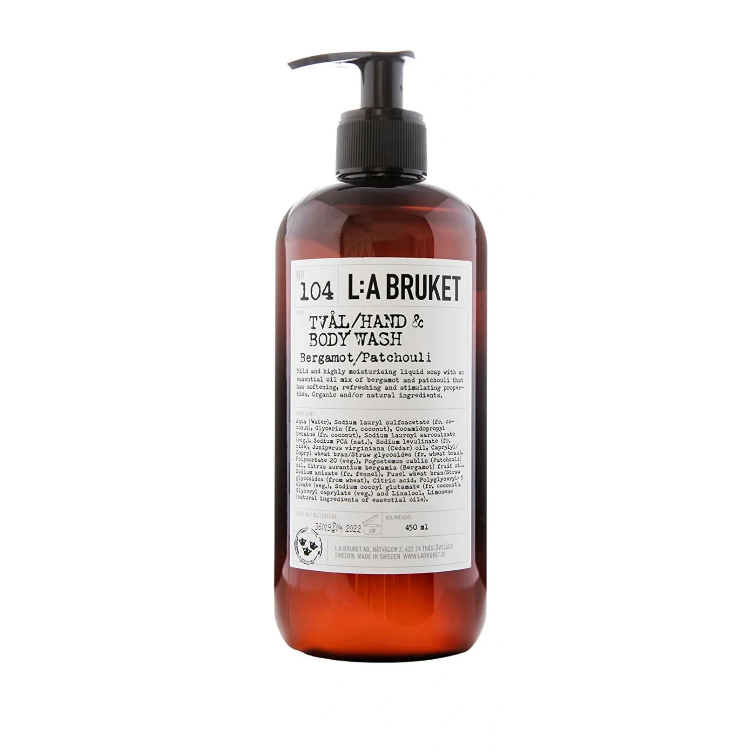 L:A Bruket Hand & Body Wash 104 Bergamot/Patchouli 450 ml